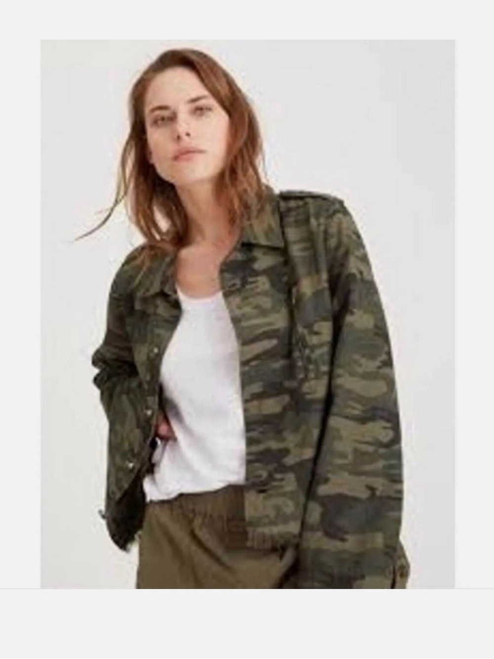 Anthropologie Sanctuary Camo Jacket extra large Raw Hem Boho Western Utility